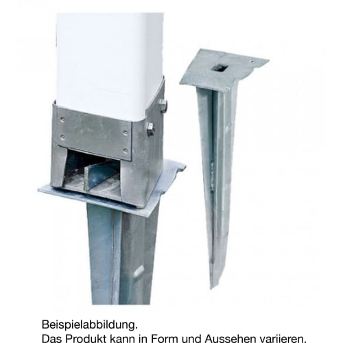 Metalleinschlagsockel aus verzinktem Stahl für Abscherleitpfosten mit weißem Pfosten