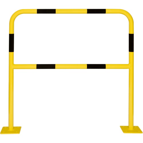 Gelber Rammschutzbügel WACHTWERK X mit schwarzen Streifen und Knieholm