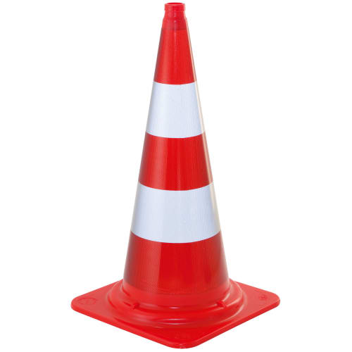 Verkehrsleitkegel EU schwere Ausführung rot mit weißen reflektierenden Streifen