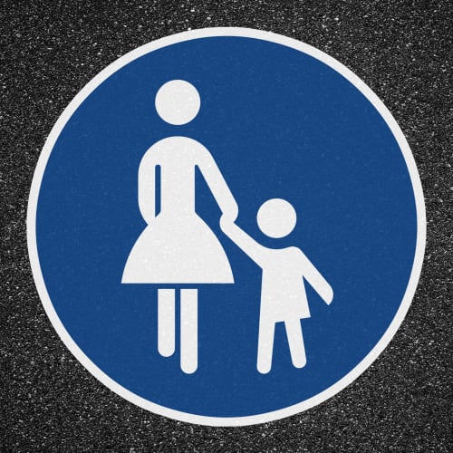 Thermoplastische Fahrbahnmarkierung PROline thermo Fußweg Verkehrszeichen 239 auf Asphalt