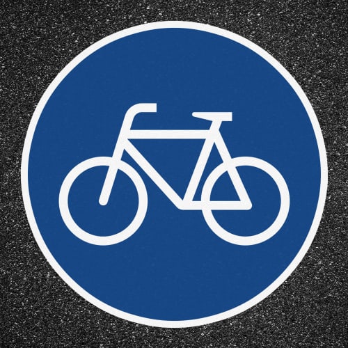 Thermoplastische Fahrbahnmarkierung PROline thermo Radweg Verkehrszeichen 237 auf Asphalt