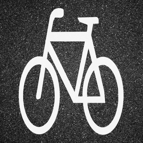 Thermoplastische Fahrbahnmarkierung PROline thermo Fahrrad Piktogramm auf Asphalt