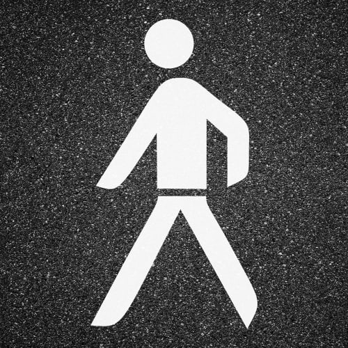 Thermoplastische Fahrbahnmarkierung PROline thermo Fußgänger Symbol weiß auf Asphalt