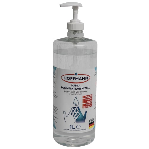 1 Liter Hoffmann Hand-Desinfektionsmittel im Pumpspender, entfernt 99,9% aller Bakterien, begrenzt viruzid