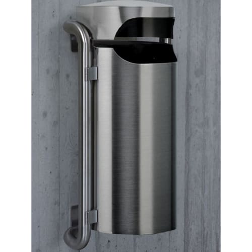 Außen-Abfallbehälter Turbo aus Edelstahl zur Wandmontage mit 15 Liter Fassungsvermögen