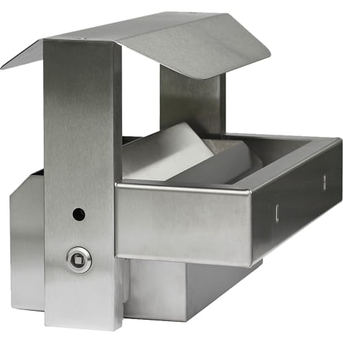 Wandascher Columba aus Edelstahl mit 8 Liter Inhalt und Wetterschutzdach