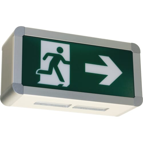 Rettungswegbeleuchtung BERLIN Mini mit Universalaufbau und 7L-Schutzlicht, Notausgangsschild mit Pfeil nach rechts