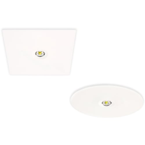 Sicherheitsleuchte ROM Deckeneinbau mit 7L-Schutzlicht, quadratisch und rund, weiße Oberfläche