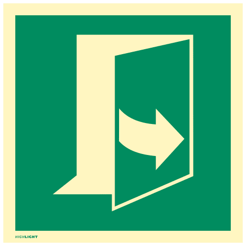 Sicherheitszeichen Tür öffnet durch Ziehen auf der linken Seite nach DIN EN ISO 7010 E057