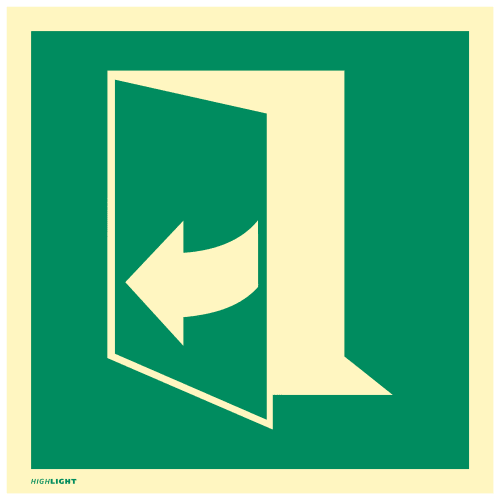 Sicherheitszeichen Tür öffnet durch Ziehen auf der rechten Seite nach DIN EN ISO 7010 E058