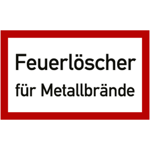 Brandschutzzeichen Feuerlöscher für Metallbrände mit rotem Rahmen