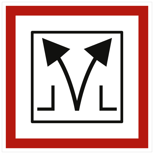 Brandschutzzeichen Rauch- und Wärmeabzugseinrichtung mit zwei schwarzen Pfeilen in einem roten Rahmen