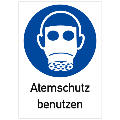 Kombischild Atemschutz benutzen nach ISO 7010 mit Symbol einer Atemschutzmaske