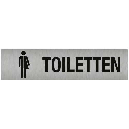 WC Unisex/Divers Schild aus Edelstahl, eckig mit Piktogramm und Schriftzug Toiletten
