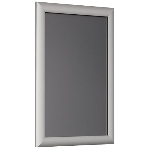 Klapprahmen aus Aluminium mit spitzen Ecken in silberner Farbe, geeignet für Formate von A4 bis A1