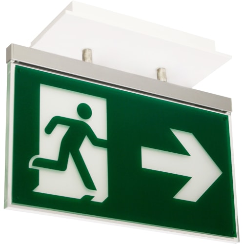 Rettungszeichenleuchte PARIS Maxi mit Universalaufbau und 7L-Schutzlicht, Notausgangsschild mit Pfeil nach rechts