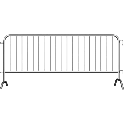 Absperrgitter Typ C aus Metall mit vertikalen Stäben und stabilen Füßen