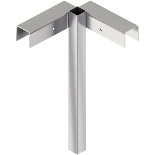 Eck-Oberteil aus Metall für Holzbauzaun, silberfarben, mit zwei Befestigungslöchern