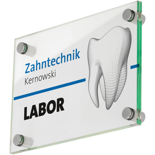 GALERIE Türschild Zahntechnik Kernowski Labor mit Zahn Grafik