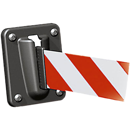 Wandclip für Gurtabsperrung Skipper mit rotem und weißem Absperrband