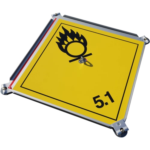 Wechselrahmen für Gefahrzettel und Wertstoffkennzeichnungen Variante 3 mit gelbem Gefahrensymbol 5.1