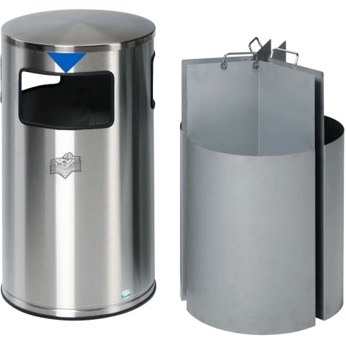 Wertstoff-Sammelstation WSS 60 aus Edelstahl mit offenem Einwurf und herausnehmbarem Innenbehälter