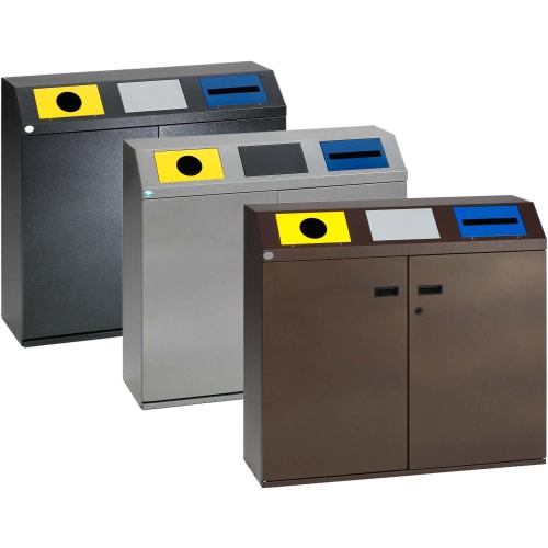 Wertstoff-Sammelstation WS 97 in verschiedenen Farben mit getrennten Fächern für Wertstoffsammlung