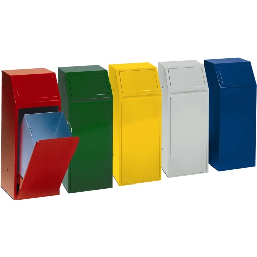 Wertstoff-Sammler P80 in verschiedenen Farben mit geöffnetem rotem Behälter