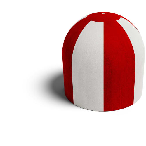 Betonpoller hoch rot weiß mit abgerundeter Oberseite auf weißem Hintergrund