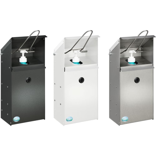 Desinfektionsmittelspender HDS 41 in schwarz, weiß und Edelstahl mit Hebelbedienung