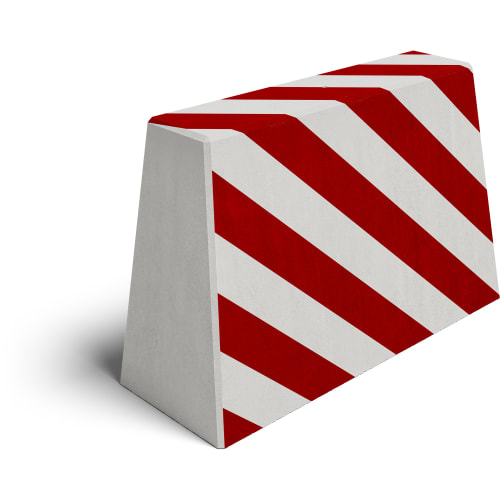 Betonschutzwand Trapezstein mit rot-weißen diagonalen Streifen, 1000 mm breit