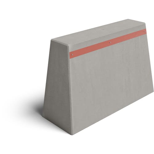 Betonschutzwand mit beidseitiger Reflexionsfolie, 1000 mm breit, grauer Betonblock mit rotem Reflexionsstreifen