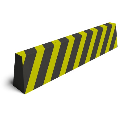 Betonschutzwand Trapezstein mit schwarz-gelben Warnstreifen, 3000 mm lang