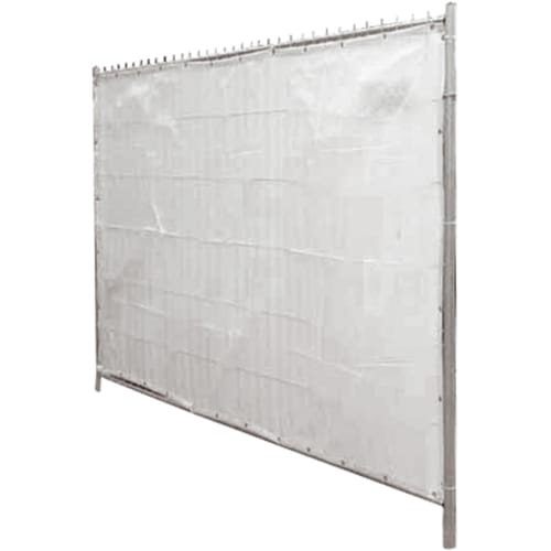 weiße Bauzaunplane als Sichtschutzplane für Bauzäune, schwer entflammbar