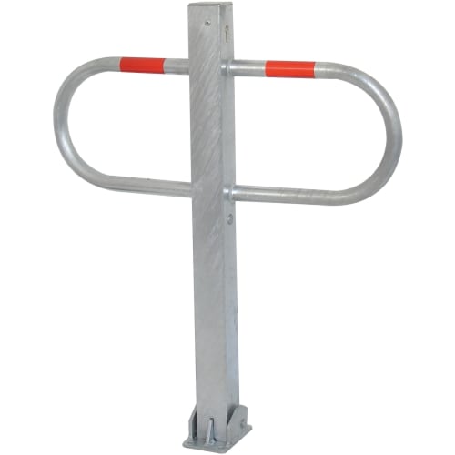 Durchgangs- und Parkplatzsperre HEKTOR aus Metall mit rotem Reflektorband