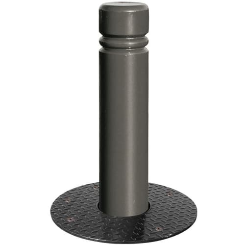 Versenkbarer Poller RETRÁCTIL aus Metall mit schwarzer Bodenplatte