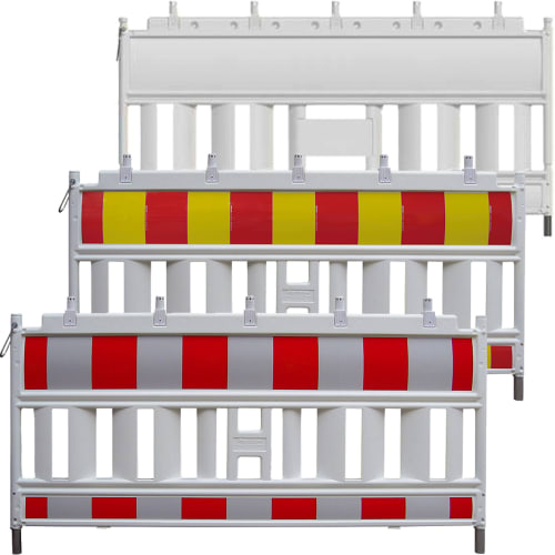 TL-Schrankenzaun EURO 2 Typ Basic mit rot-weißen und rot-gelben Warnstreifen, WACHTWERK X® Absperrzaun