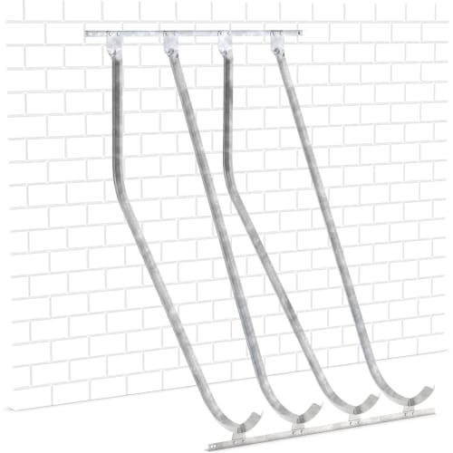 Fahrrad-Schräghochparker FUTUREMAX SW SF aus verzinktem Stahl vor weißer Ziegelwand