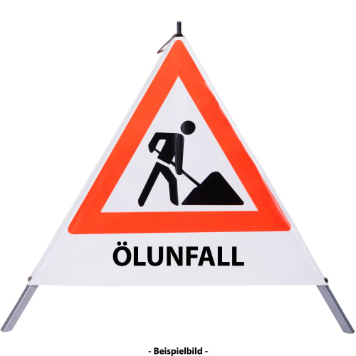 Faltsignal Baustelle mit Warnsymbol und Text ÖLUNFALL