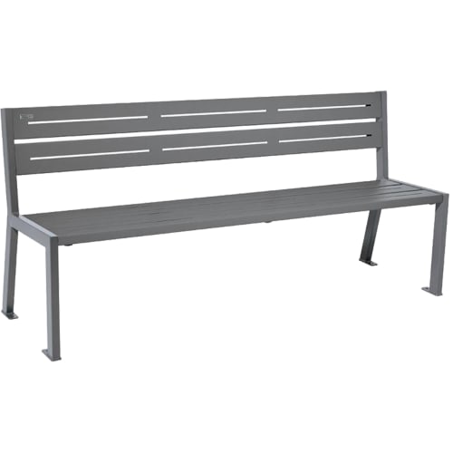 Parkbank SILAOS aus verzinktem Stahl mit kurzer Rückenlehne in grauer Farbe
