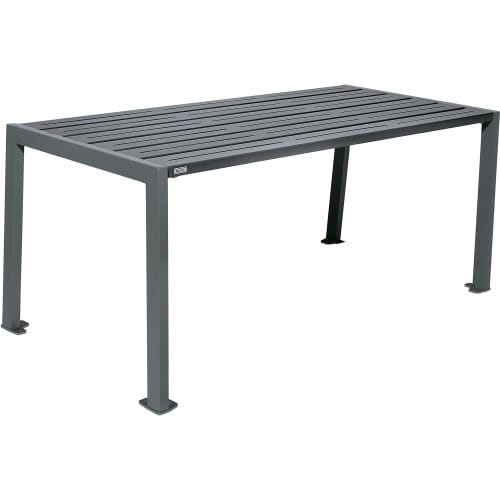 SILAOS Parktisch aus Stahl verzinkt für Parks und Grünflächen, rechteckiger Tisch mit schlitzförmiger Tischplatte