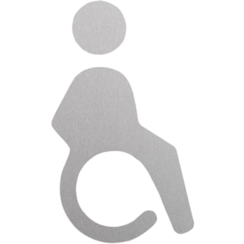 Relief-Piktogramm Behindertengerecht Rollstuhlfahrer aus Aluminium in Silber