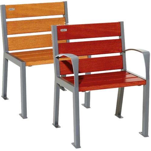 Holzstuhl SILAOS aus lasiertem Eichenholz mit grauem Metallgestell, zwei Varianten mit und ohne Armlehnen