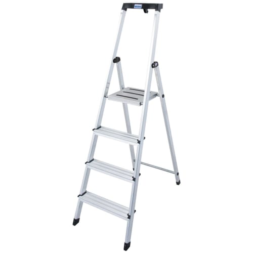 Aluminium Stufen-Stehleiter MONTO Safety mit vier Stufen und Sicherheitsplattform