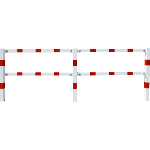 Modulares Schutzgeländer Public WACHTWERK X aus Stahl mit weißen und roten Markierungen
