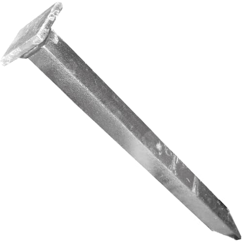 Erdnagel aus Metall mit quadratischem Schaft und flachem Kopf