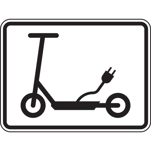 Verkehrszeichen Elektrokleinstfahrzeug mit elektrischem Stecker Symbol nach eKFV