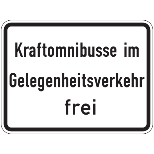 Verkehrszeichen Kraftomnibusse im Gelegenheitsverkehr frei VZ 1026-31 weißes Schild mit schwarzem Rand und Text