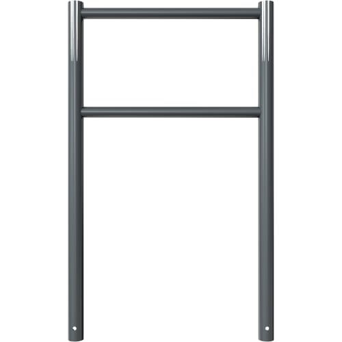 Fahrradanlehnbügel aus Metall mit Zierkopf in grauer Farbe