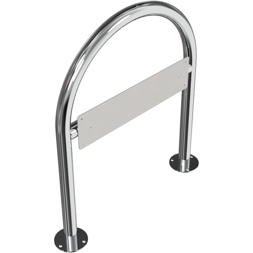 Rundbügel aus Edelstahl für Parkplatzbeschilderung mit Befestigungsplatten